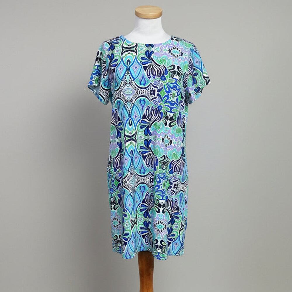 Jude Connally blue multi floral patterned dress, size M